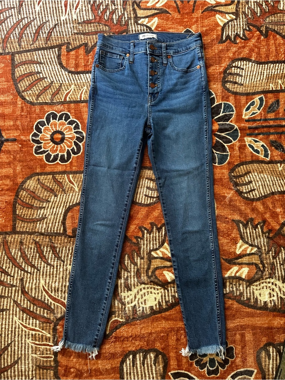 Madewell Dark Blue High-Rise Button-Fly Skinny Jeans